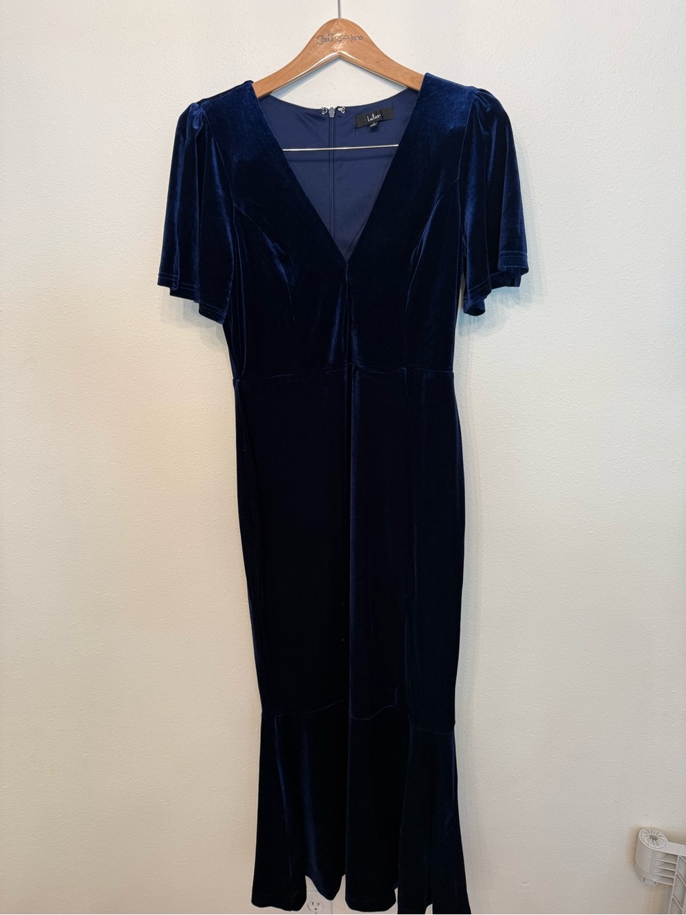 Lulu's Navy Velvet V-Neck Maxi Dress